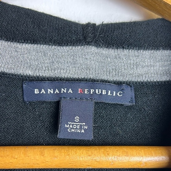 VTG Y2K Banana Republic Black Wool Hooded Cardigan Jacket Sz S Street wear - Picture 8 of 13